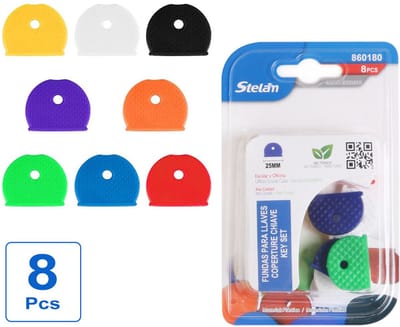 Decopatent - 8 Stuks Sleutelhoesjes Sleutelkap voor Sleutels - Silicoon - Stelam Sleutelkapjes - Sleutelbeschermers - Sleutelhoesjes - Sleutelhoezen - Sleutel Caps - Halfronde elastische rubberen sleutelafdekkingen - Mix kleuren - Breedte: 25mm