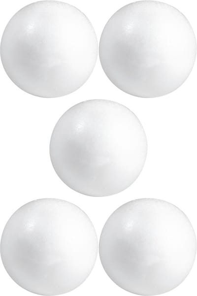 Piepschuim bol/bal - 5x - wit - D3 cm - styropor - hobby figuren - DIY - knutselen - basis materiaal