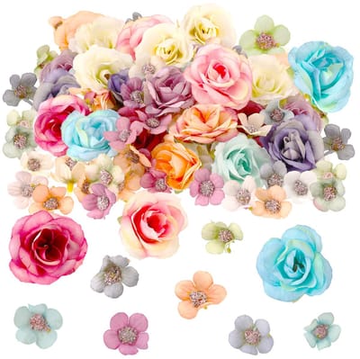 174 stuks nepbloemen voor knutselen, kleine zijden kunststof, bloemen, bulk voor bruiloft, decoratie, feestkrans doe-het-zelf, 2 cm 4 cm, kleurrijk