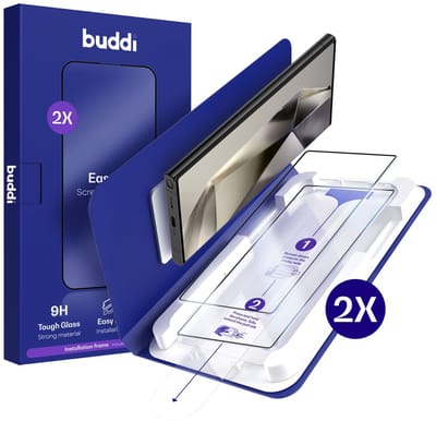 2-Pack Screenprotector Geschikt voor Samsung Galaxy S24 Ultra - Buddi Easy Fit Tempered Glass met Installatietray - 9H+ Gehard Glas - Case Friendly Glasplaatje - Eenvoudige montage