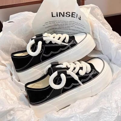 Canvas schoenen met dikke zool, twee manieren om te dragen, herfst nieuw, niche, lelijk schattig, canvas schoenen met grote kop, student, halfslipper, witte schoenen, casual schoenen 37 gray