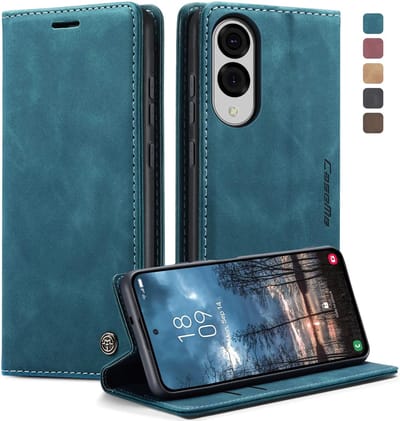 Hoesje geschikt voor Samsung Galaxy S25 Edge - CASEME Retro Texture Book Wallet Case - Blauw