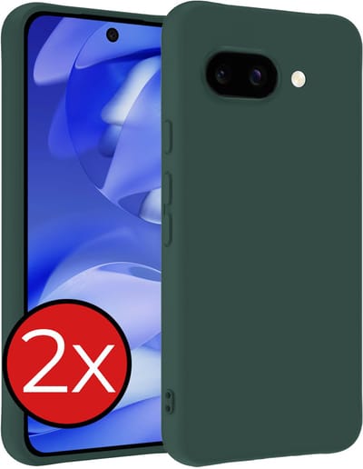 Hoesje - 2 Stuks - Geschikt voor Google Pixel 9a - Sterk & Shockproof - Telefoonhoes - Back Cover - Case Siliconen - Telefoon Hoes - Donkergroen