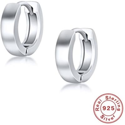 Boucles d'oreilles en Argent 925 véritable pour Femmes Boucles d'oreilles Créoles Minimalistes Brillantes Bijoux de Mode pour Dames de Bureau Boucle oreille femme argenté