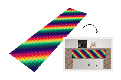 Keukenloper - Loper keuken - Regenboog - Patronen - Pixel - 200x50 cm - Keukenloper vinyl