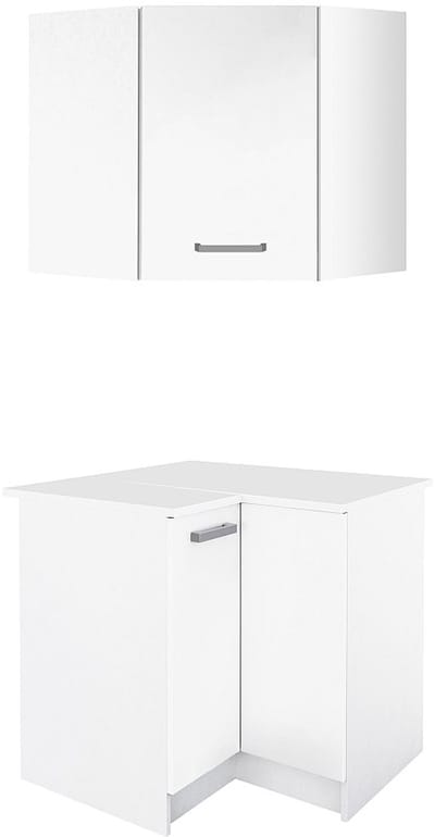 Vente-unique Hoekkeukenkasten - 1 laag meubel & 1 hoog meubel - 2 deurtjes - Wit - TRATTORIA