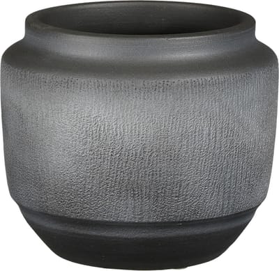 Mica Decorations Plantenpot/bloempot - terracotta - zwart mat relief- D21/H17 cm
