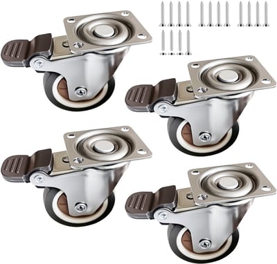 Zwenkwielen - 4 stuks - 50 mm - bruin - zilver