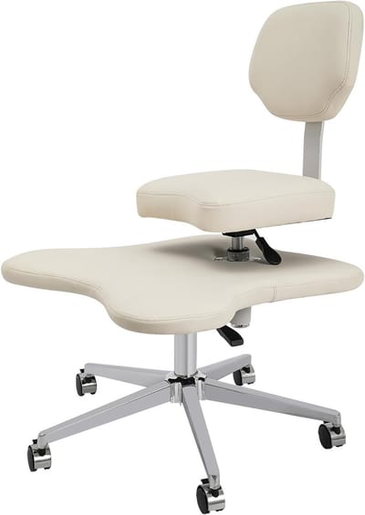 Comfortabele Meditatie Stoel met Wielen, 2 Stuks, Ideaal voor Yoga Studio's, Thuis en Kantoor, Luxe Design in Ivoor Wit