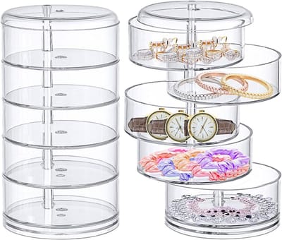Draaibare Sieraden Organizer - Opbergdoos Accessoires - Sieraden Opbergen - 360 Graden Draaibaar - 5 Lagen - Transparant