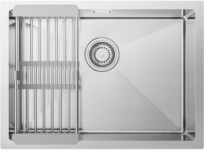 CECIPA Max Spoelbak 30x45 cm - Spoelbak Keuken RVS - Kleine Spoelbak - Spoelbakken Keuken - Spoelbak Met Verstelbaar Mandje - Met Afdruiprek