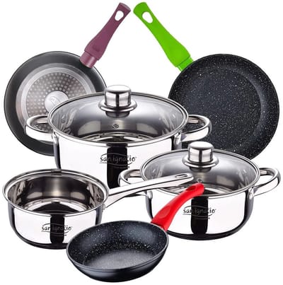 San Ignacio Cassel Kookpan Set 20/24/28 Cm 5 Stukken Zilver