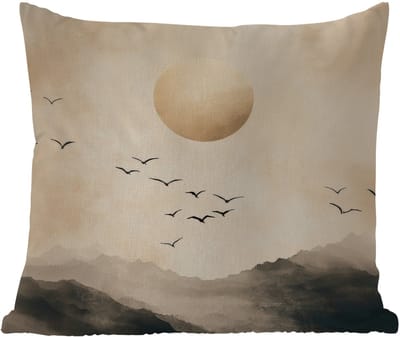 Tuinkussen - Landschap - Japandi - vogel - 40x40 cm - Weerbestendig