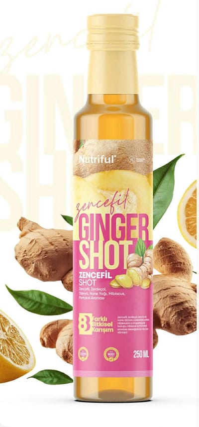 Nutriful Zencefil Ginger Shot – Met Gember, Kurkuma, Stevia, Muntolie & Hibiscus - Sinaasappelaroma - 250 ml