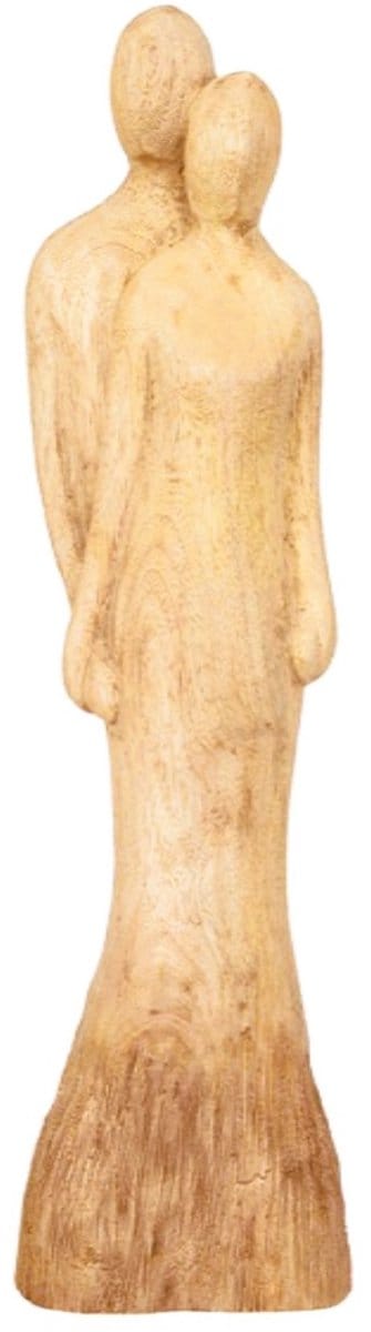 Houten beeld - Design beeld Verliefd Koppel - Decoratief Figuur van ongeveer 51 cm - Symbool van Liefde & Geluk - moederdag - vriendschap - liefde - verjaardag - cadeau - Oneindige Liefde