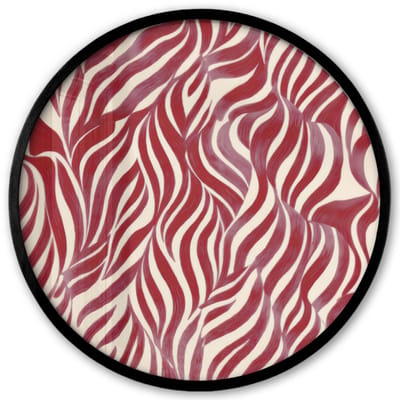 Poster in lijst Rond - Fotolijst 40x40 cm - Posters - Golvende vormen - Abstract - Rood - Ronde posterlijst zwart - Decoratie - Wanddecoratie woonkamer - Muurdecoratie slaapkamer