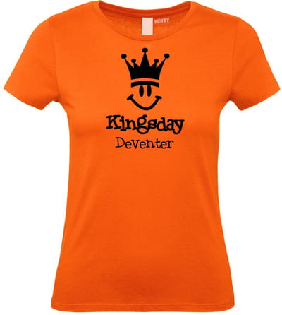 Dames t-shirt Deventer Smiley | Oranje Dames | maat XS