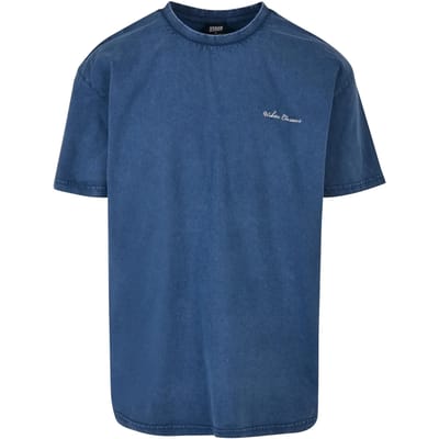 Urban Classics - Oversized Small Embroidery Heren Tshirt - M - Blauw