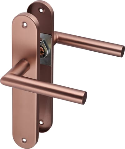 Ostiumhome® Ferrano - Deurbeslag - Deurklink op Rond Schild - Mat Koper - Complete Set