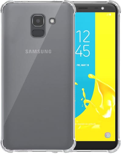 Smartphonica Telefoonhoesje Geschikt voor Samsung Galaxy J6 Transparant Schokbestendig - Shockproof TPU SIliconen Backcover Case met Stootrand Doorzichtig geschikt voor Samsung Galaxy J6 2018