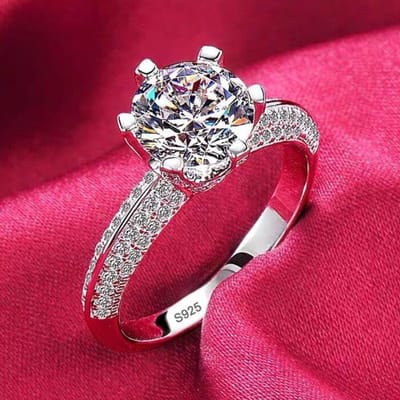 Nooit Verkleurende 18K Witgouden Ringen Dames Hoge Kwaliteit Zirkonia Diamant Originele 925 Zilveren Ringen Trouwring Bruidssieraden Cadeau 7 gray