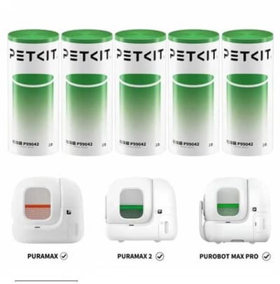 Set van 5 rollen van 20 vuilniszakken - PETKIT - 8 L - Voor automatische kattenbakvulling - Groen