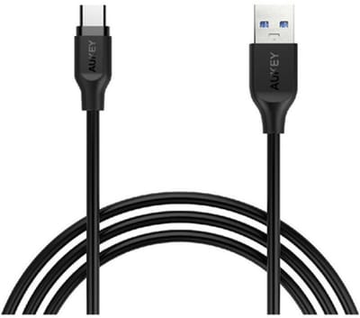 [2 halen 1 betalen] AUKEY CB-CD4 USB 3.0 naar USB-C Kabel 1m - Zwart - Snelle Opladen & Dataoverdracht tot 5Gbps - Sync & Charge Kabel - PVC met Aluminium Shielding