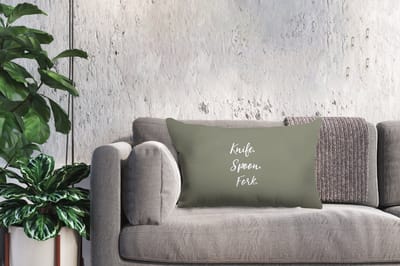 Sierkussens - Kussentjes Woonkamer - 60x40 cm - Bestek - Quotes - Knife. Spoon. Fork. - Spreuken