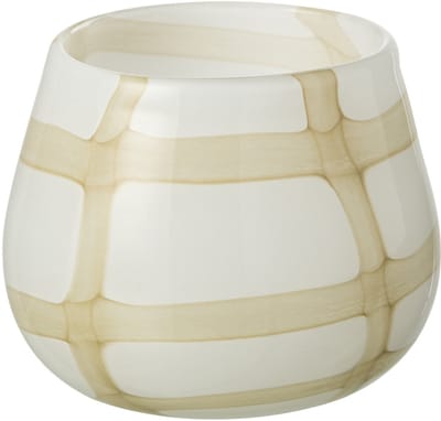 J-Line windlicht Fuzzy - glas - wit/groen