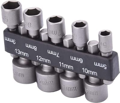 Dopsleutels voor 1/4" bithouder van accutol - 5, 6, 7, 8, 9, 10, 11, 12, 13 mm (9 stuks totaal)