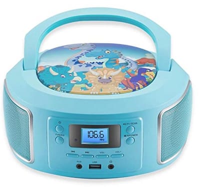 Draagbare boombox, FM-radio, AUX-in, CD/CD-R, USB, hoofdtelefoonaansluiting, compacte installatie, cd-speler, cd-radio, stereo-installatie, kinderradio, boombox (Gubby groen)
