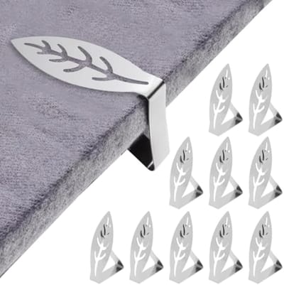 Set van 10 tafelkleedklemmen van roestvrij staal - Antislip klemmen voor dikke tafels tot 2,5 cm - Voor binnen en buiten - Eettafel, tuintafel, restaurant