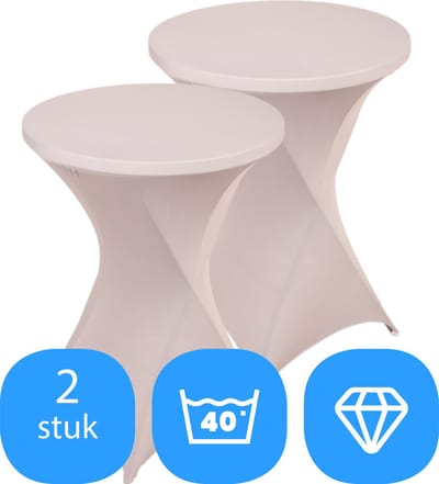 Statafelrok Licht Grijs x 2 – ∅80-85 x 110 cm – Stretch 2 stuks – Tafelrok voor Statafel – Geschikt voor Horeca Evenementen | Sta Tafel Hoes | Staantafelhoes | Cocktailparty | Trouwerij | FDWB
