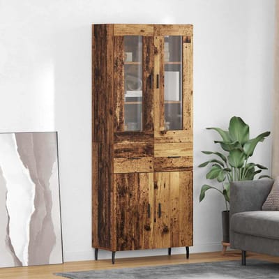 vidaXL - Highboard - 2 - st - Oud - Hout - 69,5 - x - 34 - x - 180 - cm - Bewerkt - hout