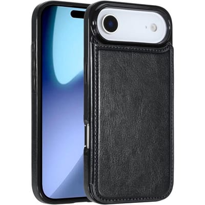 ShieldCase wallet case hoesje geschikt voor iPhone Air (zwart) – luxe bookcase met pasjeshouder, standaardfunctie en volledige bescherming