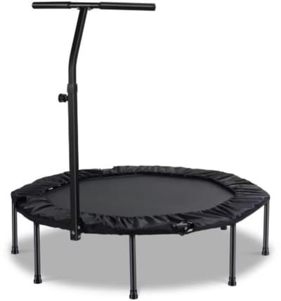 Fitness trampoline - Voor volwassenen - 127cm springoppervlak - Zwart - Opvouwbaar - in hoogte verstelbare handgreep - Spring trampoline voor binnen en buiten