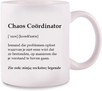 Mok met Tekst "Chaos Coördinator" | Porselein | 40 cl | Mok met Tekst | Koffie Mok | Grappige Cadeau
