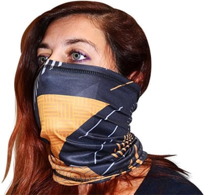 trendy nekwarmer voor in de auto neck tube black gold shape model 4 nieuw