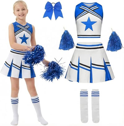 Carnaval Kostuum voor Meisjes met Pompoms en Strik, Perfect voor Halloween en Feestjes