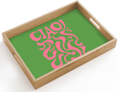 Dienblad hout 40x30 cm - Schootdienblad - Abstract - Roze - Ciao - Vormen - Borrelplank rechthoek - Plateau dienbladen