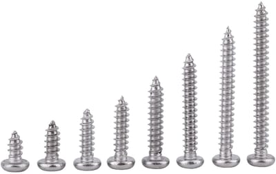 Dailygoods- Zelftappende Schroeven 200 Stuks - M3*6/8/10/12/16/20/25/30mm - Platte/Bolkop - RVS 304 - Voor Houten Meubelreparatie - Schokbestendig