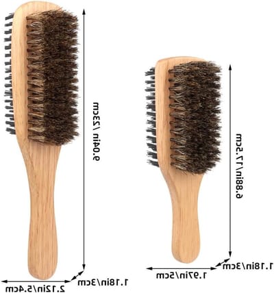 Dubbelzijdige Borstel met Varkensharen voor het Ontwarren van Haar en Hoofdmassage voor Mannen - 2 Stuks