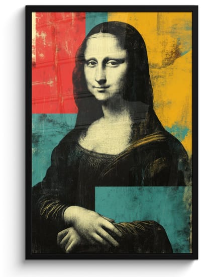 Poster in lijst - Fotolijst 60x90 cm - Posters - Vrouw - Kleurvlakken - Klassieke schilderkunst - Posterlijst zwart - Decoratie - Wanddecoratie woonkamer - Muurdecoratie slaapkamer