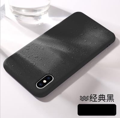 Liquid Silicone Back Cover + 9H Full Cover Screen Protector for iPhone X/XS _ Zwart