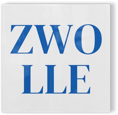 Tegeltje Zwolle - wit blauw - tegeltje stad - tegeltje met tekst