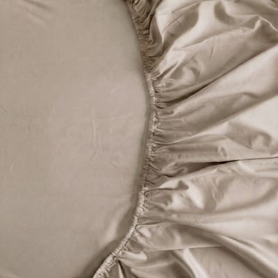 Kayori Saya Hoeslaken Katoensatijn - 90x200cm - Matrasdikte 35cm - Luxe & Zacht - Biologisch Katoen - Beige - 90x200 - Eenpersoons - Biologisch Katoen - Beige