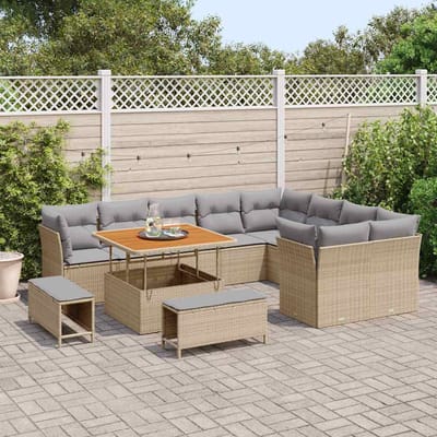 vidaXL - Tuinbank - Set - 12 - st - 9-Aantal - zitplaatsen - Beige - en - Lichtgrijs