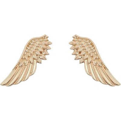1 Paar Trendy Vleugel Broches Voor Vrouwen Veer Unisex Broche Kraagspelden Goudkleur Metaal Sieraden Voor Mannen Kleding Overhemden Pak beige
