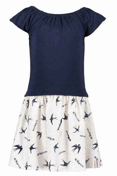 B.Nosy meisje jurk marine met rainbow melee rok maat 110/116