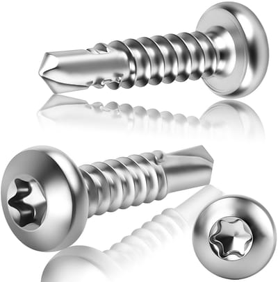 240 stuks boorschroeven, torx-boorschroeven voor staal M4,2 x 13 mm, ronde kop, zelfborende schroeven, lenskopschroeven, DIN 7504, roestvrij staal 410, zilver, plaatschroeven, metalen